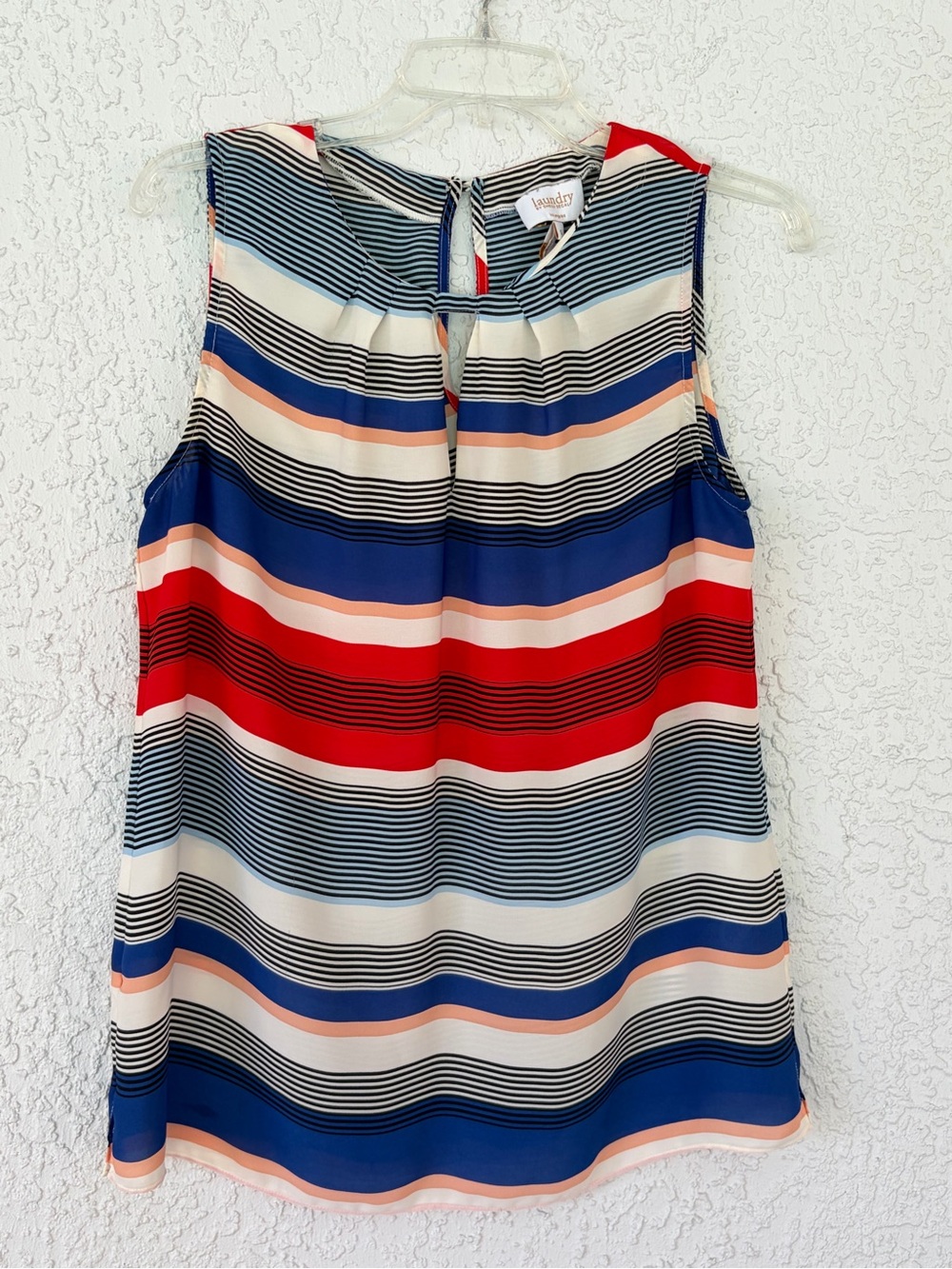 Laundry by Shelli Segal Navy Red Striped Sleeveless Top size S
